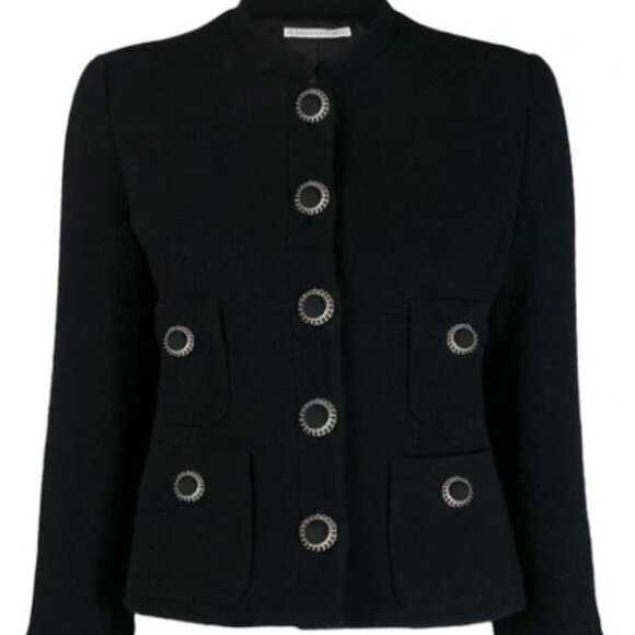 New Alessandra Rich Tailored Tweed Decorative Button Black Evening Jacket NWT - Picture 6 of 16